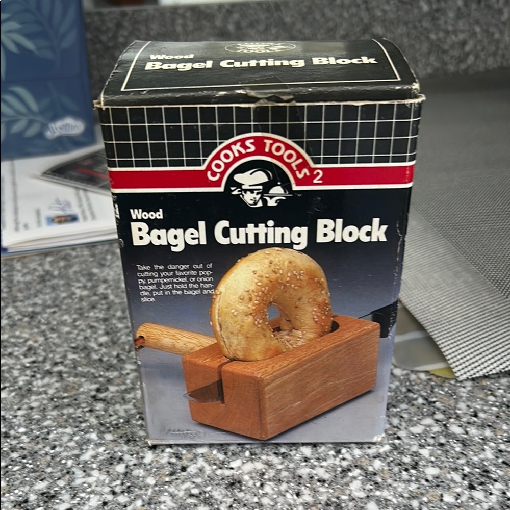 Cooks Tools Wood Bagel Cutting Block